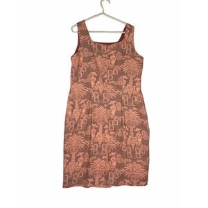 Virgo Dress Women's 12 Linen Blend Sleeveless Sheath Beige/Peach Lined Preppy